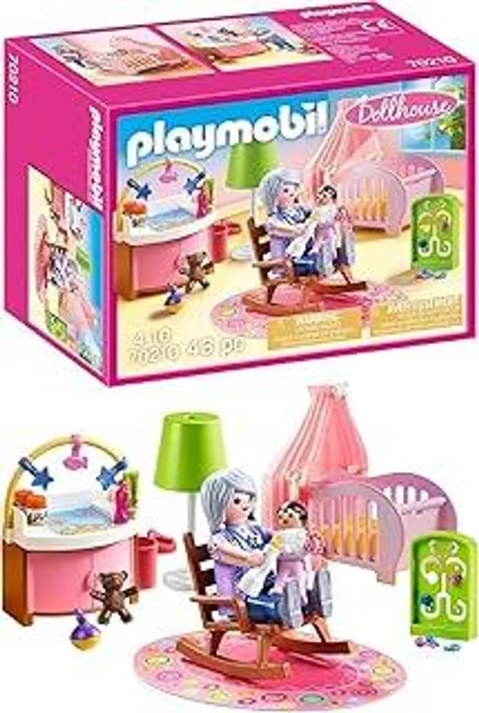 PLAYMOBIL 70210 Cameretta Neonato: Accessori Dollhouse con Personaggi