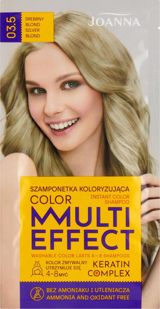 JOANNA Multi Effect Toning Shampoo Hair Dye Shampoo in a Bag Lasts 4 to 8 Washes Ammonia and Oxidant Free Hair Tint Silver Blonde