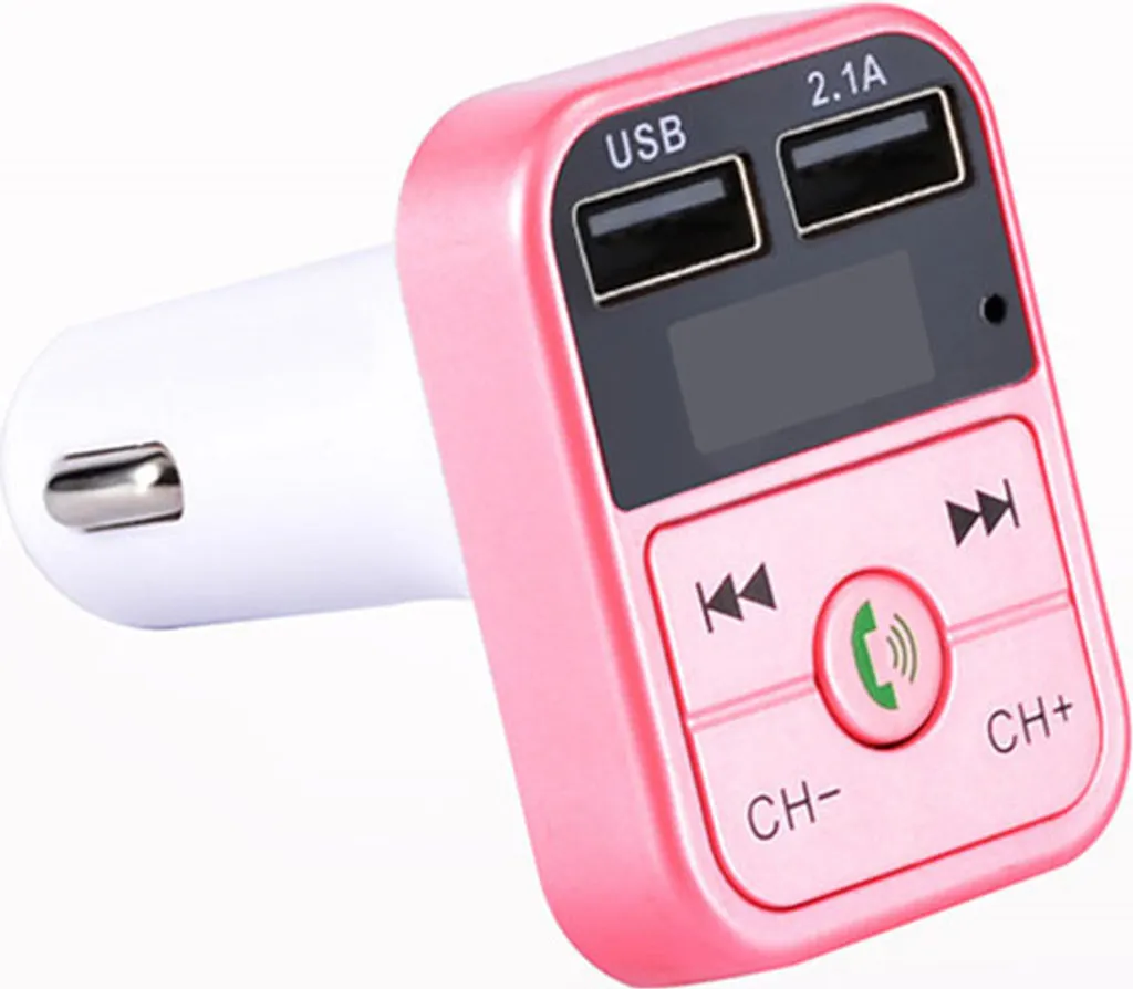 Ricevitore Bluetooth 5.0 Auto Rosa | Caricabatterie USB Doppio e Vivavoce