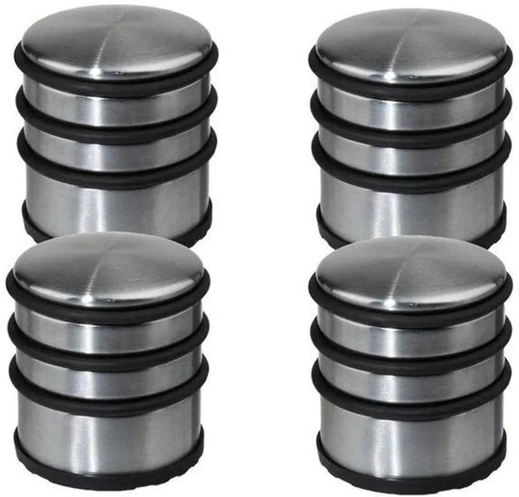 Butoirs de porte silencieux en caoutchouc et inox - Lot de 4 de 7 cm