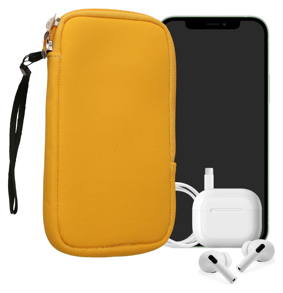 kwmobile Neopren Handytasche für Smartphones L - 6,5" - Handy Tasche mit Reißverschluss - Handyhülle universal Honiggelb