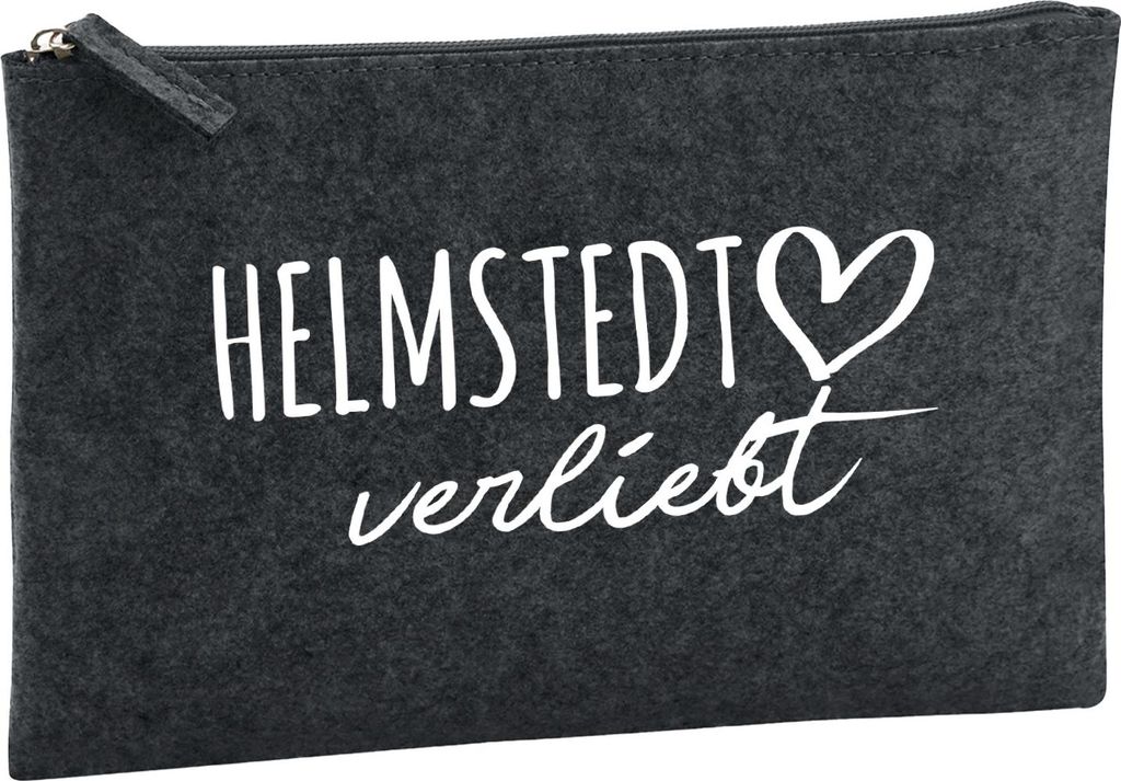 Huuraa Kulturbeutel Helmstedt verliebt 1 Liter Charcoal Filz Kosmetiktasche Geschenkidee