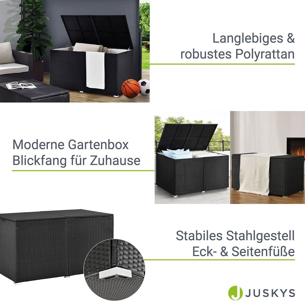 Juskys Polyrattan Auflagenbox Ikaria 950 L inkl. Deckel mit Produktbild 5
