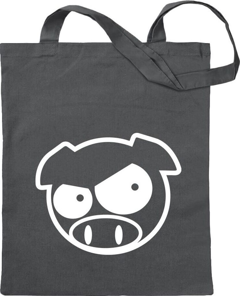 Kiwistar - Baumwolltasche - stahlgrau - JDM Schwein fies - Tragetasche Stoffbeutel Umhängetasche Langer Henkel