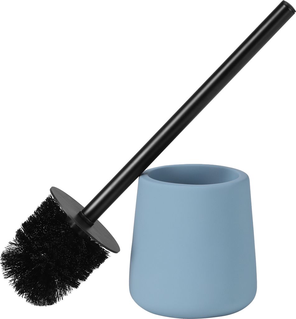 Navaris Klobürste Toilettenbürste - WC Bürste mit Edelstahlgriff - WC Bürstengarnitur Klobürstenhalter aus Kunstharz - Toilet Brush - Blau