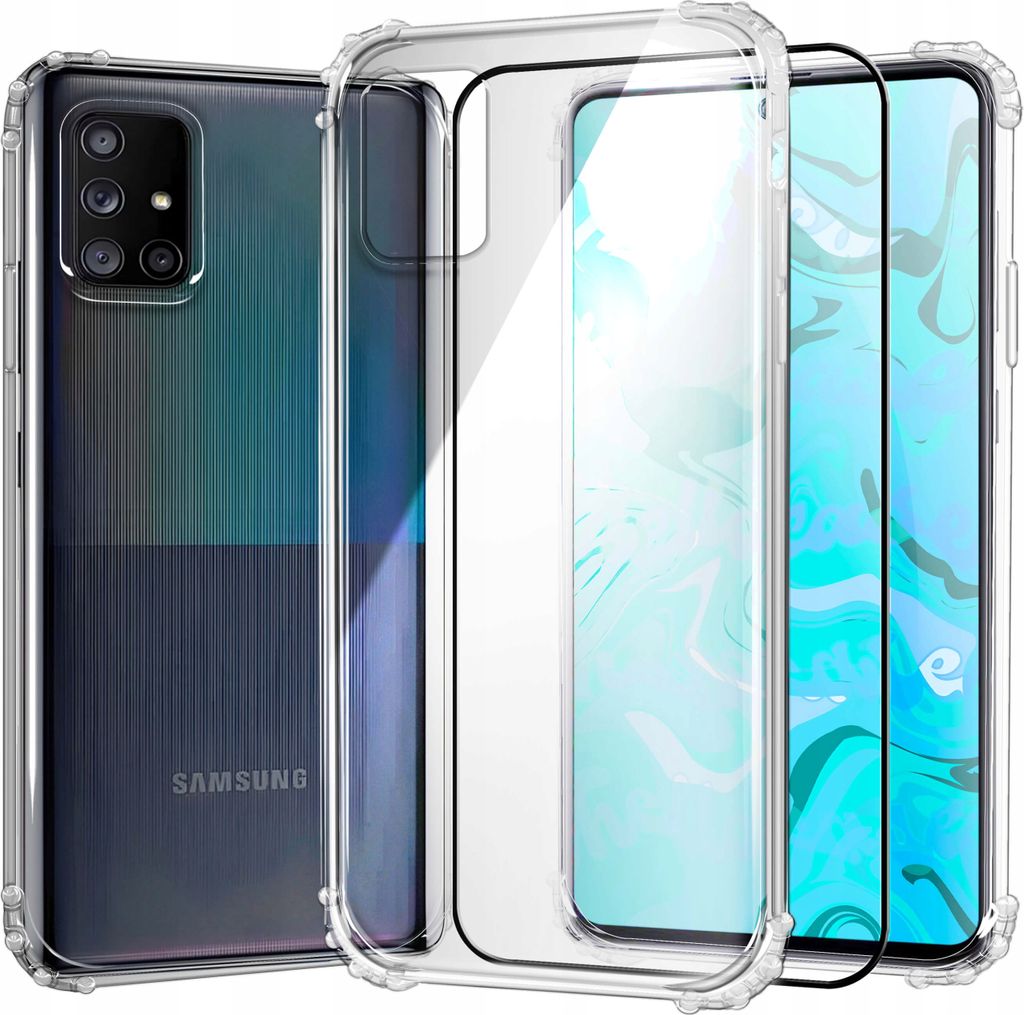 Schutzhülle Klar für SAMSUNG GALAXY A71 5G hülle hüllen Transparent Slim Cover Clear Case Durchsichtig Bumper + Schutzfolie Glas