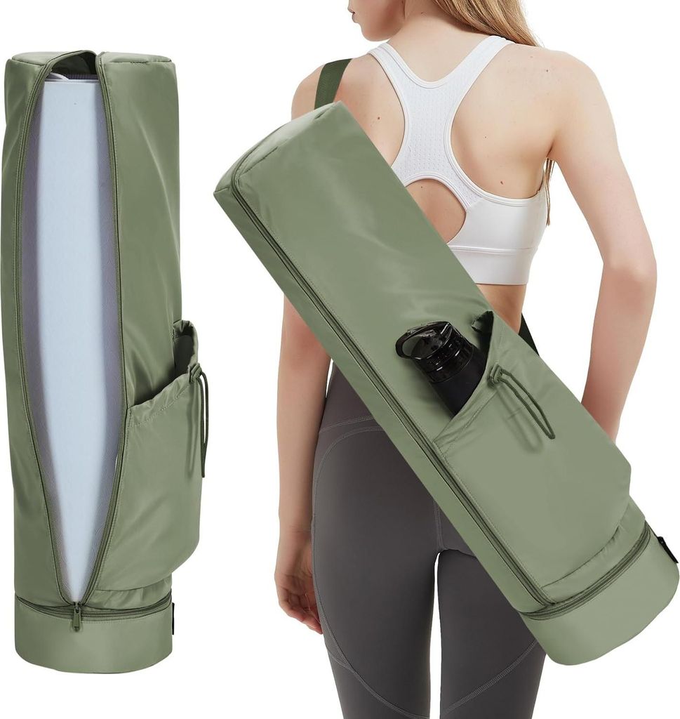 sportsnew Yogatasche Damen mit Nassfach, Flaschenhalter und Durchgehendem Reißverschluss, Tasche für Yogamatten Verstellbarem Schultergur