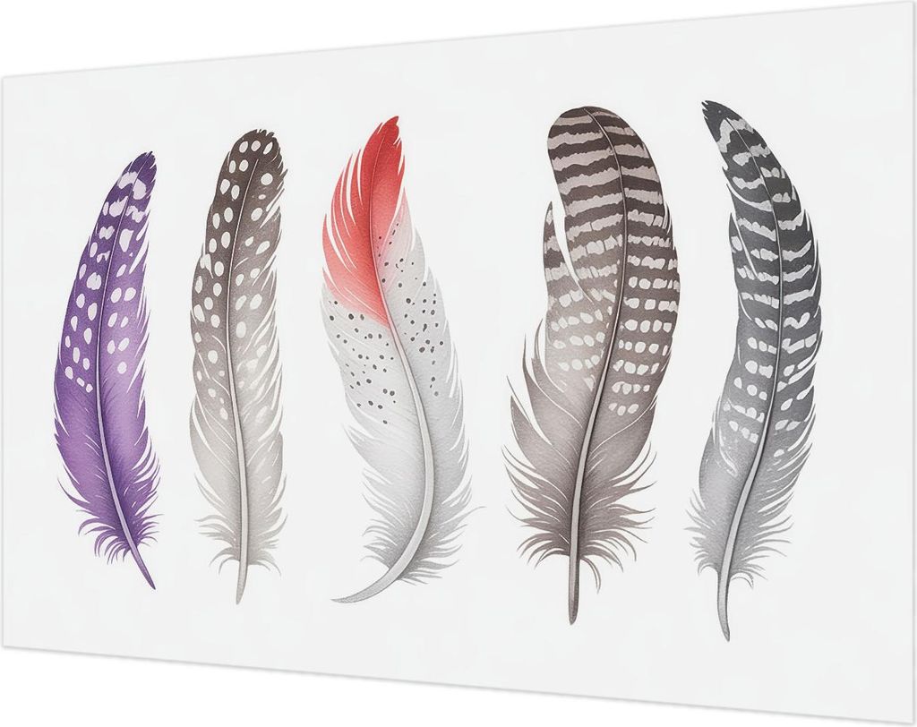 Wandtapete - Dekorative Tapete für Wohnzimmer- Tapetenfolie für Wanddekoration - 104x70 cm - Gemusterte Federn