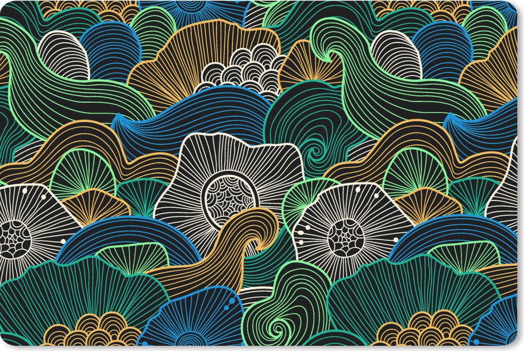 MuchoWow Schreibtischunterlage Muster - Blumen - Glühen 60x40 cm - XXL Mauspad - Großes Mauspad