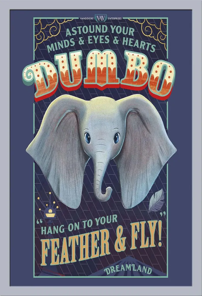 Poster Dumbo Prêt à Accrocher - Cadre Argenté Shinsuke et Vitre Incassable