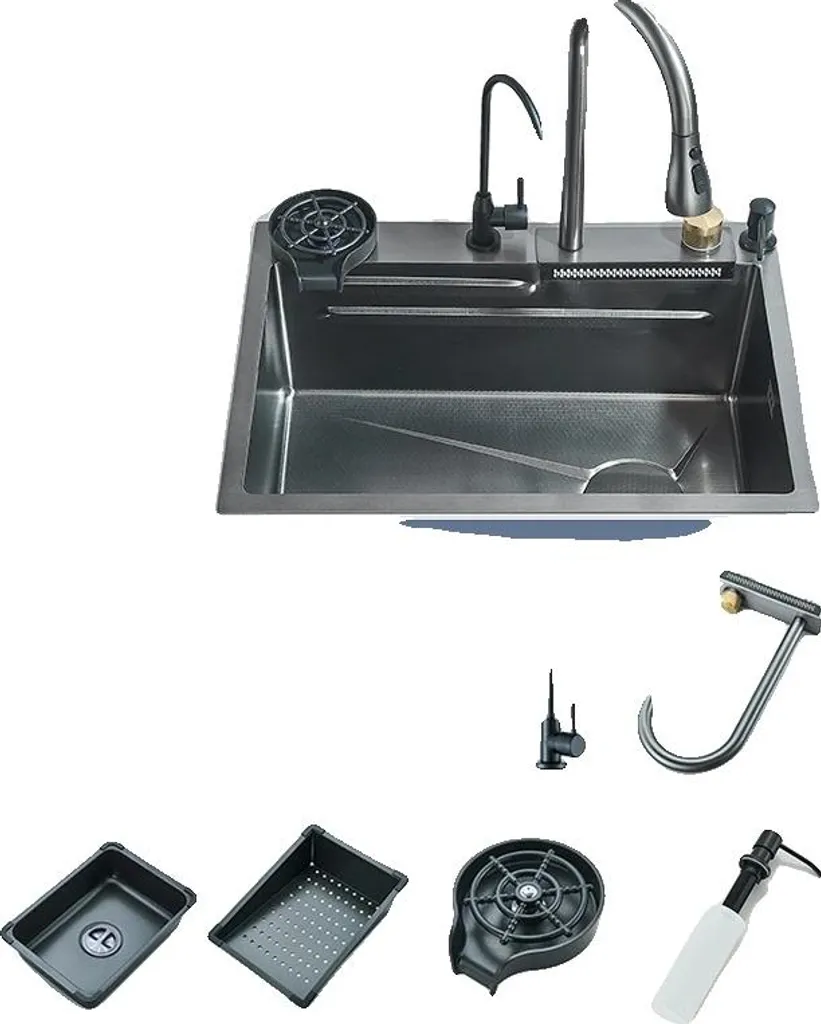 Évier de cuisine anti-éclaboussure à douchette extractible flexible M1
