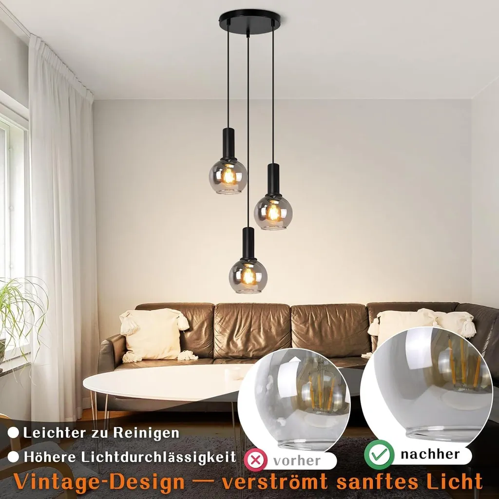 Luminaire de Salle à Manger Vintage pour Bar et Chambre 3 Flammes - 6