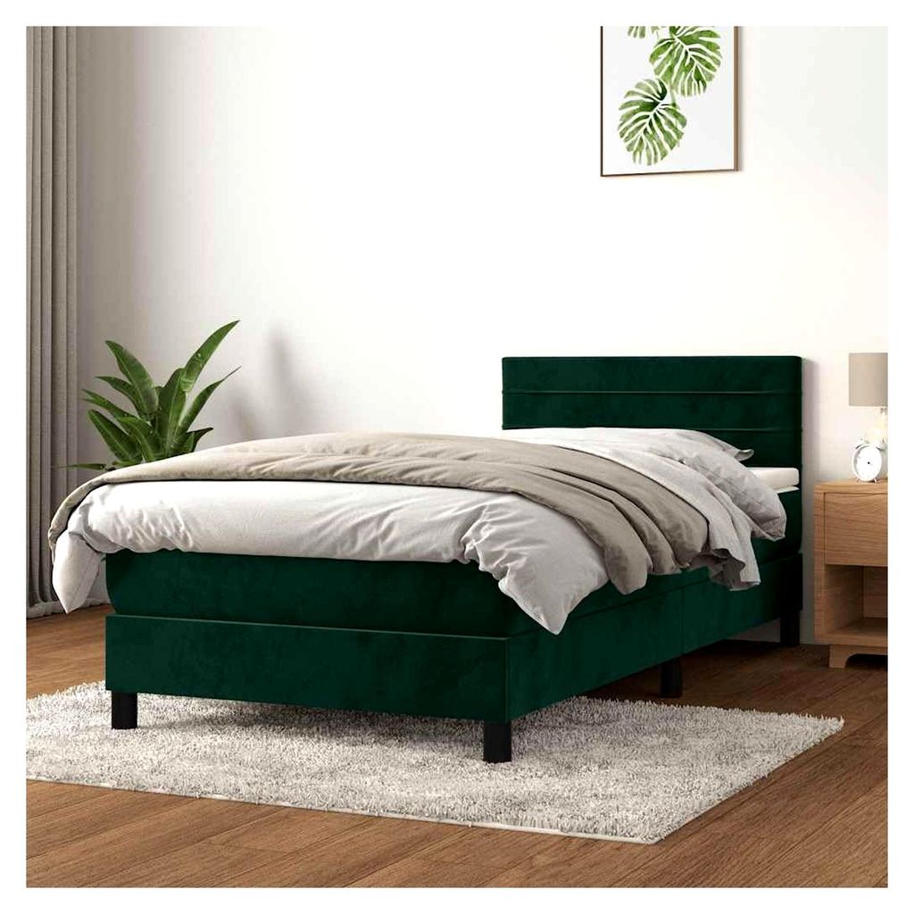 Lattenrost mit Matratze, Dunkelgrün, 100 x 200 cm, Plattformbett mit Lattenhalter, einfache Montage, für Schlafzimmer, Erwachsene