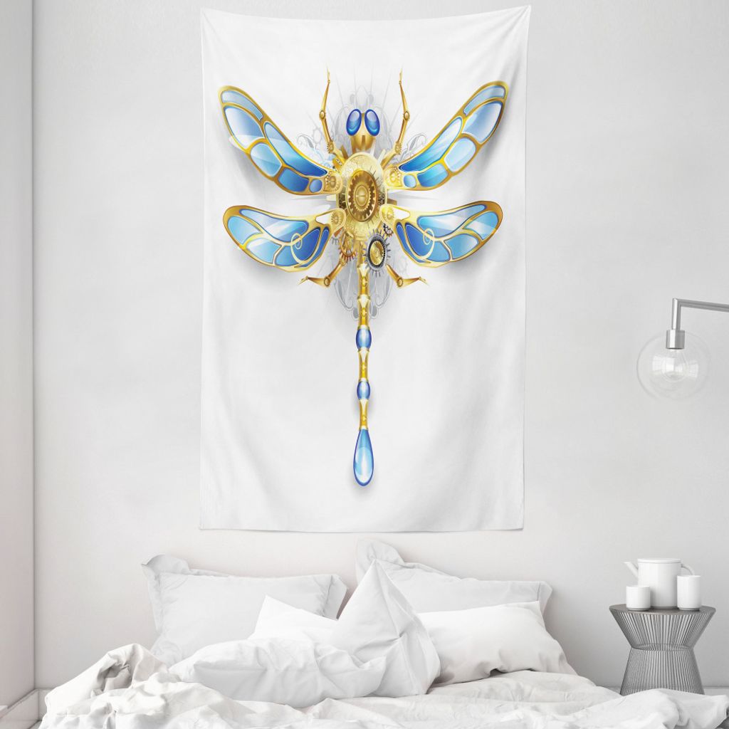 ABAKUHAUS Tier Wandteppich und Tagesdecke, mechanische Libelle aus Weiches Mikrofaser Stoff Waschbar ohne Verblassen Digitaldruck, 140 x 230 cm, Ge...