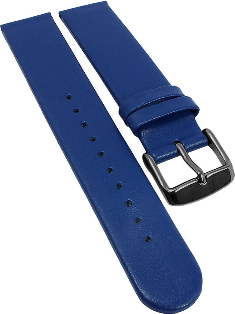 Minott Vegan Uhrenarmband Apfelfaser blau flach gleichlaufend , Stegbreite:16mm, Schließe:Schwarz