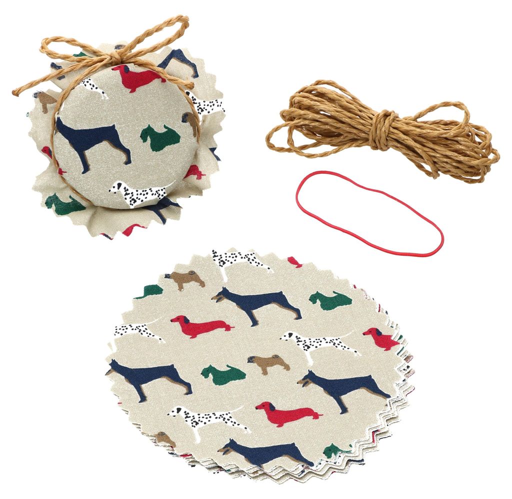 10x Stoffdeckchen Hunde + Gummi + Schnur Einmach-Glas Produktbild 