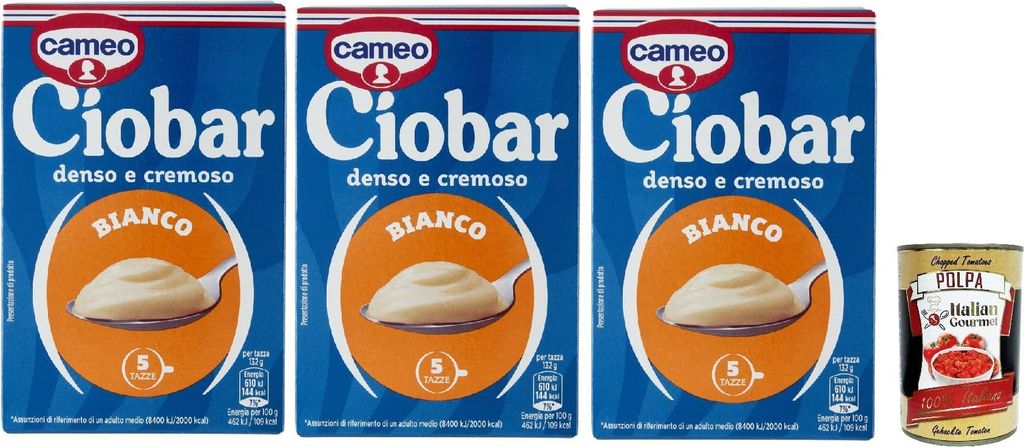 Cameo Ciobar Weiße Schokolade heiße schokolade istant chocolate 3x 105g schoko, istant white hot chocolate + Italian Gourmet polpa 400g