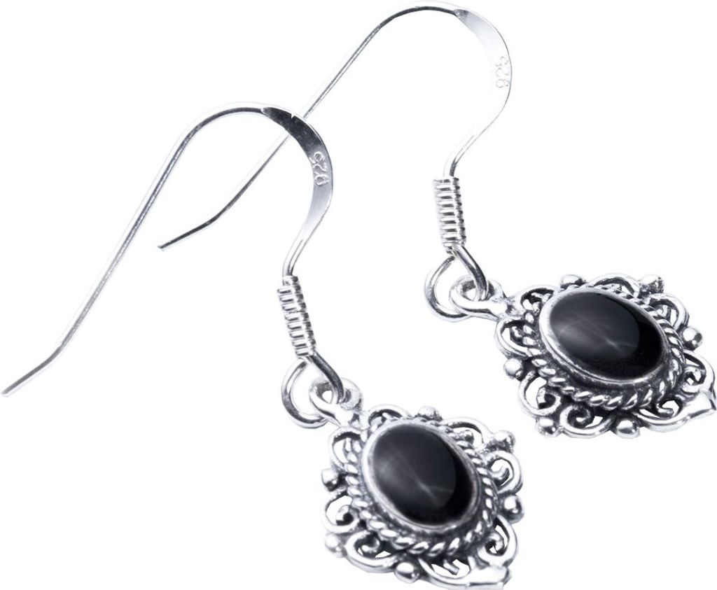Ohrhänger, Ohrringe mit Onyxstein Schmuck 925er Silber