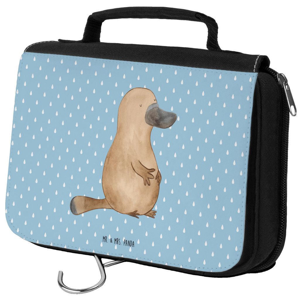 Mr. & Mrs. Panda kosmetiktäschchen Schnabeltier Mut - Blau Pastell - Geschenk, Kosmetikbeutel, Motivation, Kulturbeutel, Meer, badtasche, Reise-Ku...