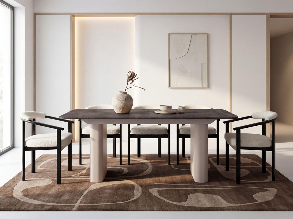 Ausziehbarer Rechteckiger Esstisch – XXL Modernes Design Metallgestell in Kaschmir – für 10-14 Personen, 200 x 90 / 300 cm – Beton Dunkelgrau