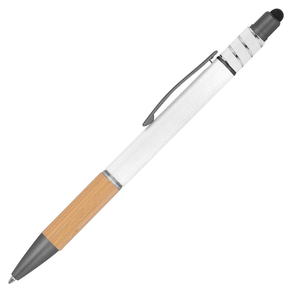 Fidget Touchpen-Kugelschreiber / aus Metall / Farbe: weiß