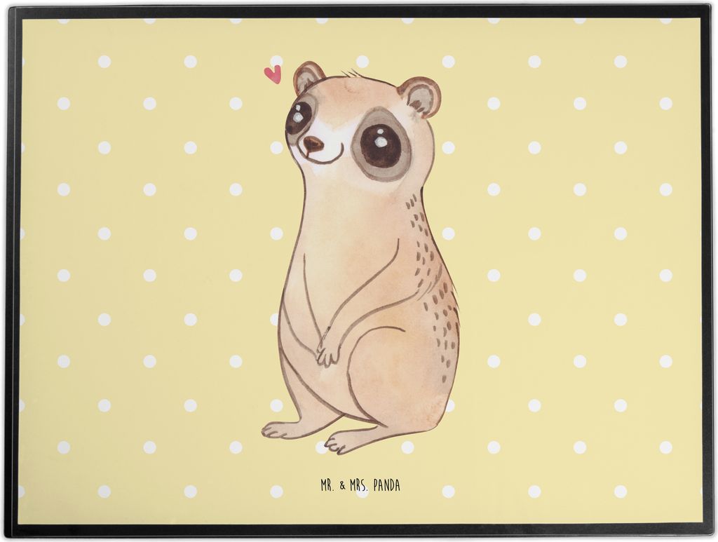 Mr. & Mrs. Panda schreibtischunterlage Plumplori Glücklich - Gelb Pastell - Geschenk, schreibtischunterlagen, malunterlagen, Schreibunterlage, Lus...