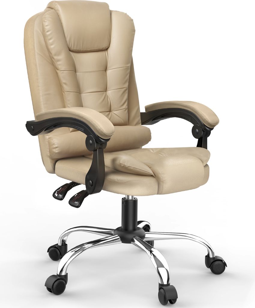 Ergonomischer Bürostuhl - Bigzzia Schreibtischstuhl mit Hoher Rückenlehne und Höhenverstellbar - Kunstleder Drehstuhl - Liegestuhl für Büro - ...