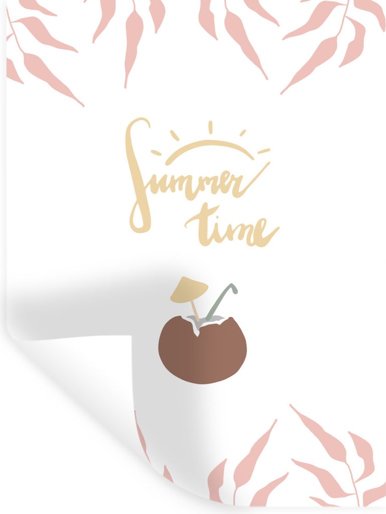 MuchoWow Wandtattoo Wandsticker Wandaufkleber Sommer - Zitat - Cocktail 120x160 cm Selbstklebend und Repositionierbar - Wierderverwendbar - Selbs...