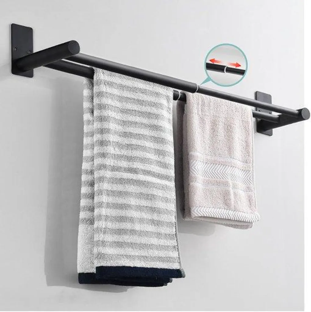 Barre de serviette réglable noire en inox pour salle de bain moderne