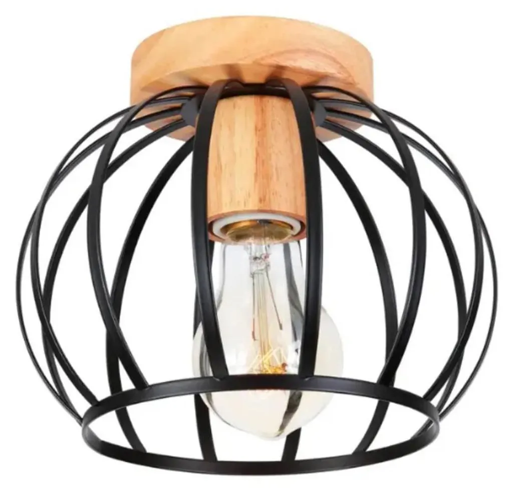 Plafonnier Vintage pour Couloir 5-10m² - Lustre Cage Métal Noir E27