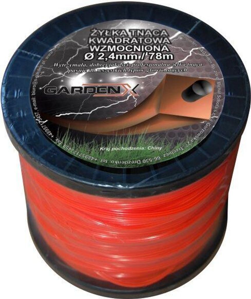 Verstärkter - Schnittlinie Rasentrimmerfaden „Quadrat" 2,40 mm - 78 m - Trimmerfaden Mähfaden für Rasentrimmer und Freischneider - GardenX