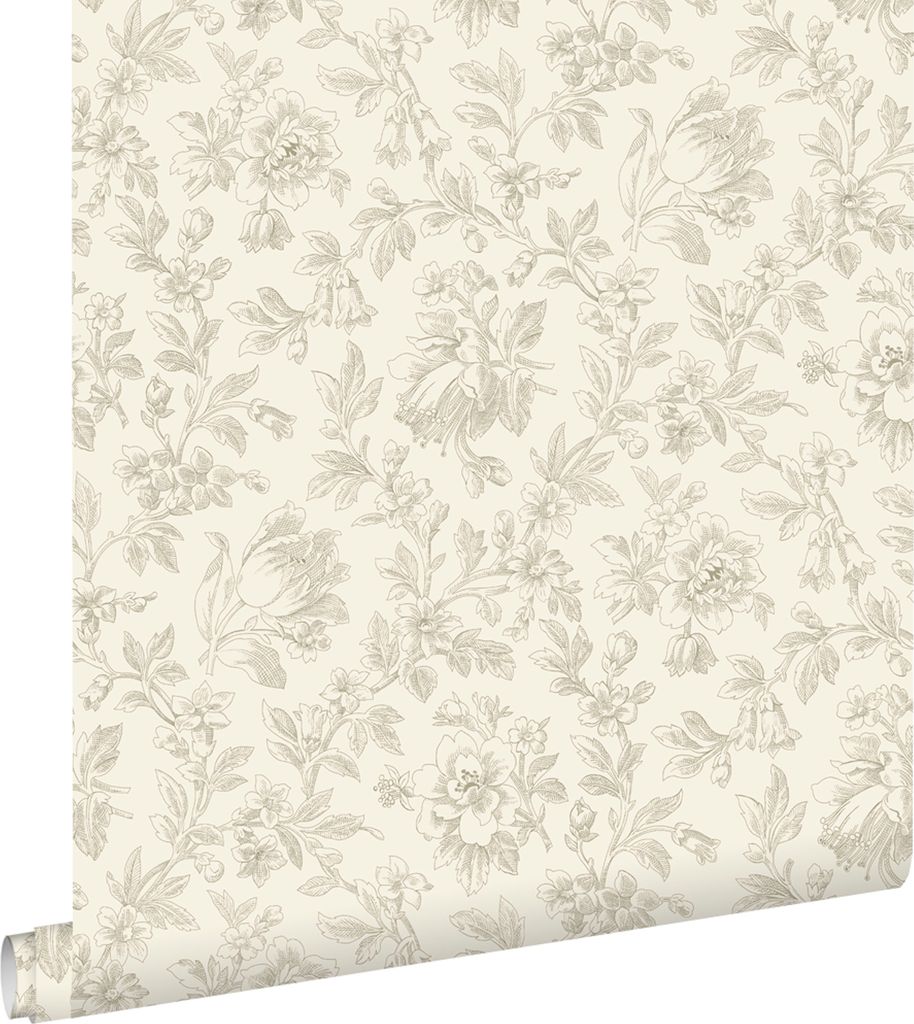 ESTAhome Tapete eleganten Blumen Braun 53 cm x 10.05 m