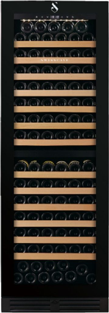 Schwarzer Weinkühlschrank 2-Zonen Swisscave WLB-460DF-MIX, 152 Flaschen, 172 cm (H)