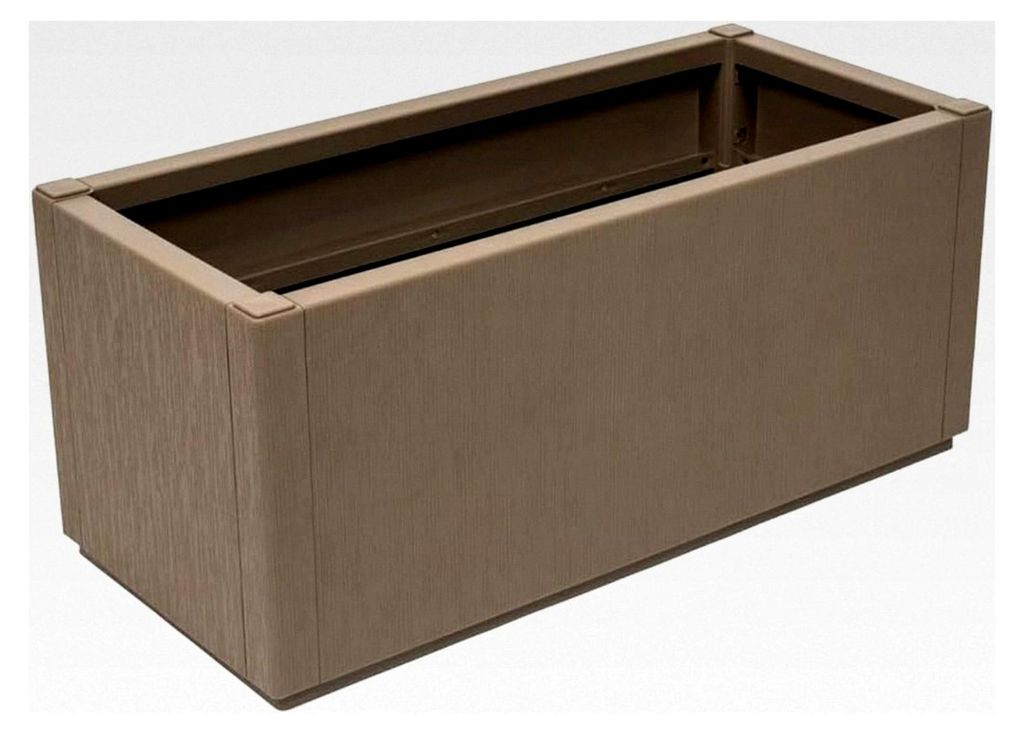 XL Pflanzkästen Blumenkästen im Struktur-Design aus Kunststoff, Maße BxTxH in cm: 80 x 36 x 36 cm (Taupe)