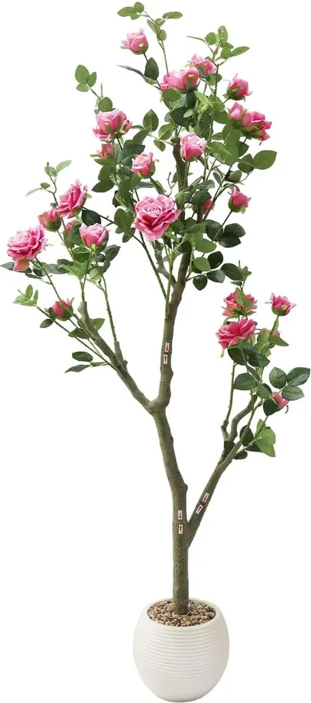 Rosier artificiel 150 cm : Décoration sans entretien Rose foncé durable