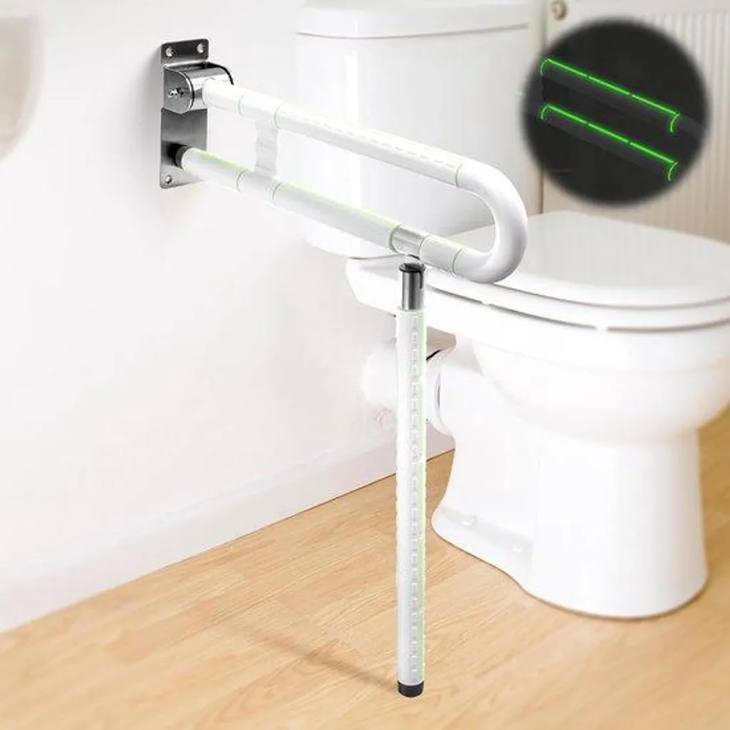 Barre d'appui toilettes PMR en acier inoxydable blanc pliable 60cm