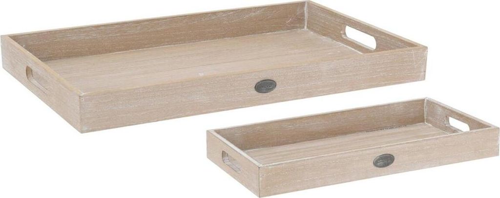 Excellent Housewear Tablett 2er Set aus Holz beige 4,5cm x 48cm x 30cm