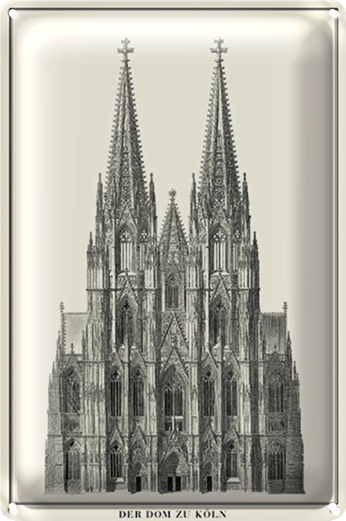 Blechschild Zeichnung 40x30cm der Dom zu Köln Kölner Dom