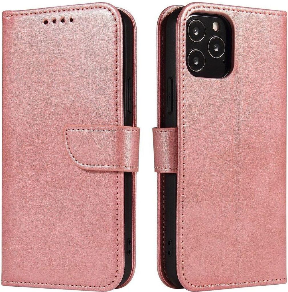 Premium Magnet Case Buch Tasche Schutzhülle aufklappbare Hülle Standfunktion Zubehör kompatibel mit iPhone 15 Pro Max Rosa