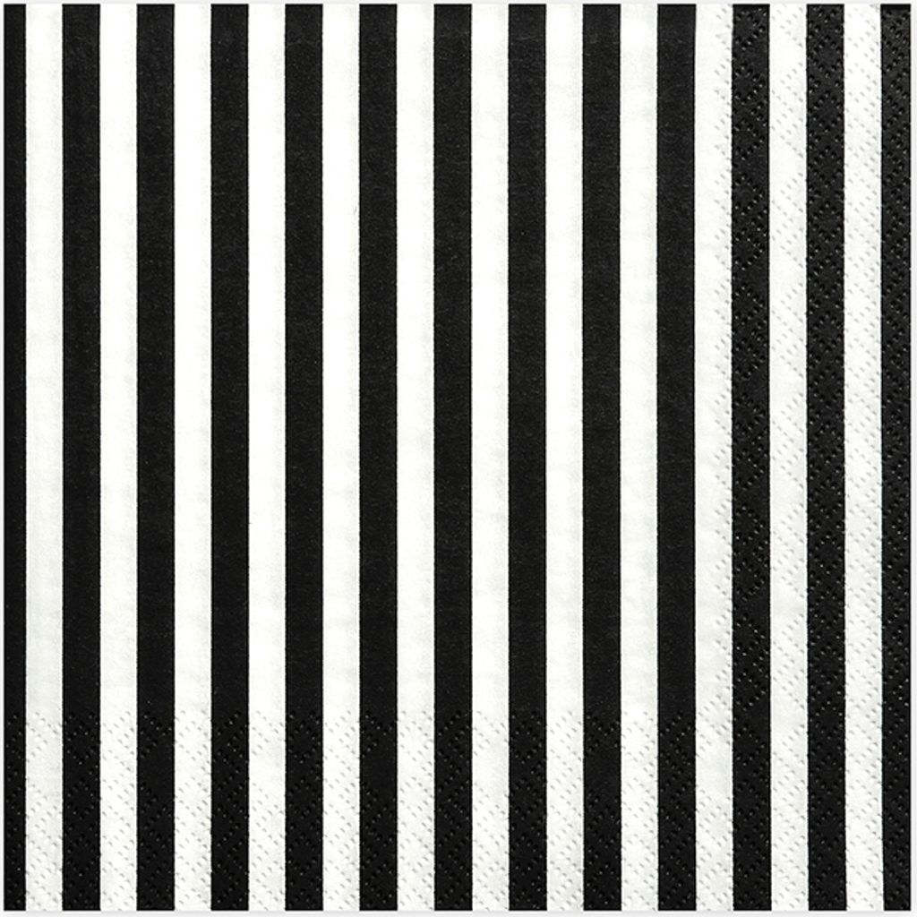Servietten 33x33cm gestreift 20 Stück schwarz / weiß