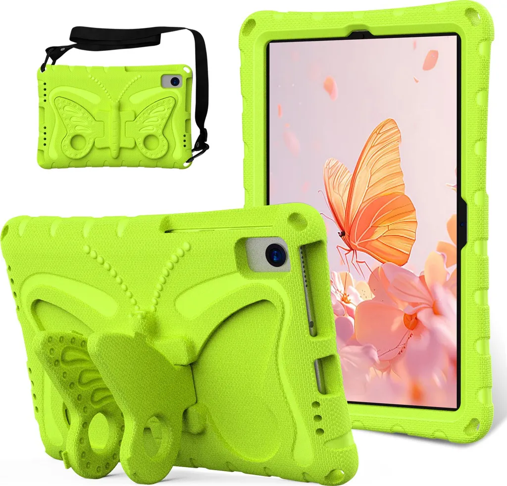 Custodia per bambini per Huawei MatePad 10.4 2022/2020, MatePad SE 10.4" 2022/2023, leggera custodia antiurto in EVA con tracolla e supporto per papillon Verde erba