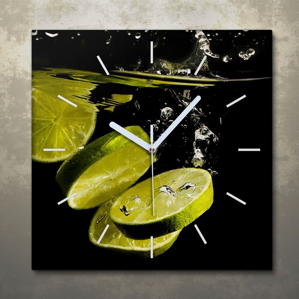 Wohnzimmer Leinwand Uhr Geräuschlos Küche 30x30 Farbige, Früchte, weiße Zeiger