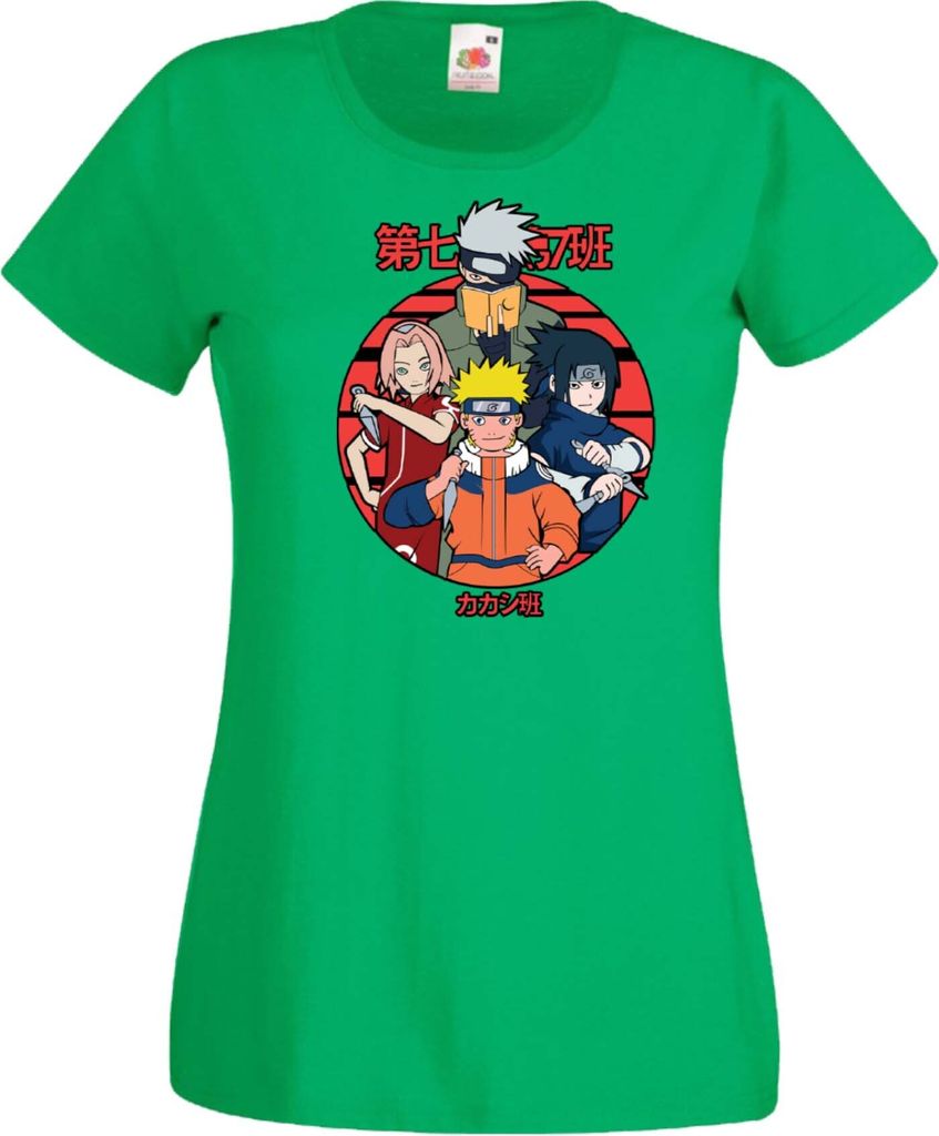 Damen T-Shirt Naruto Team 7 01 Var-031 Team Members, Lady XL / Grün
