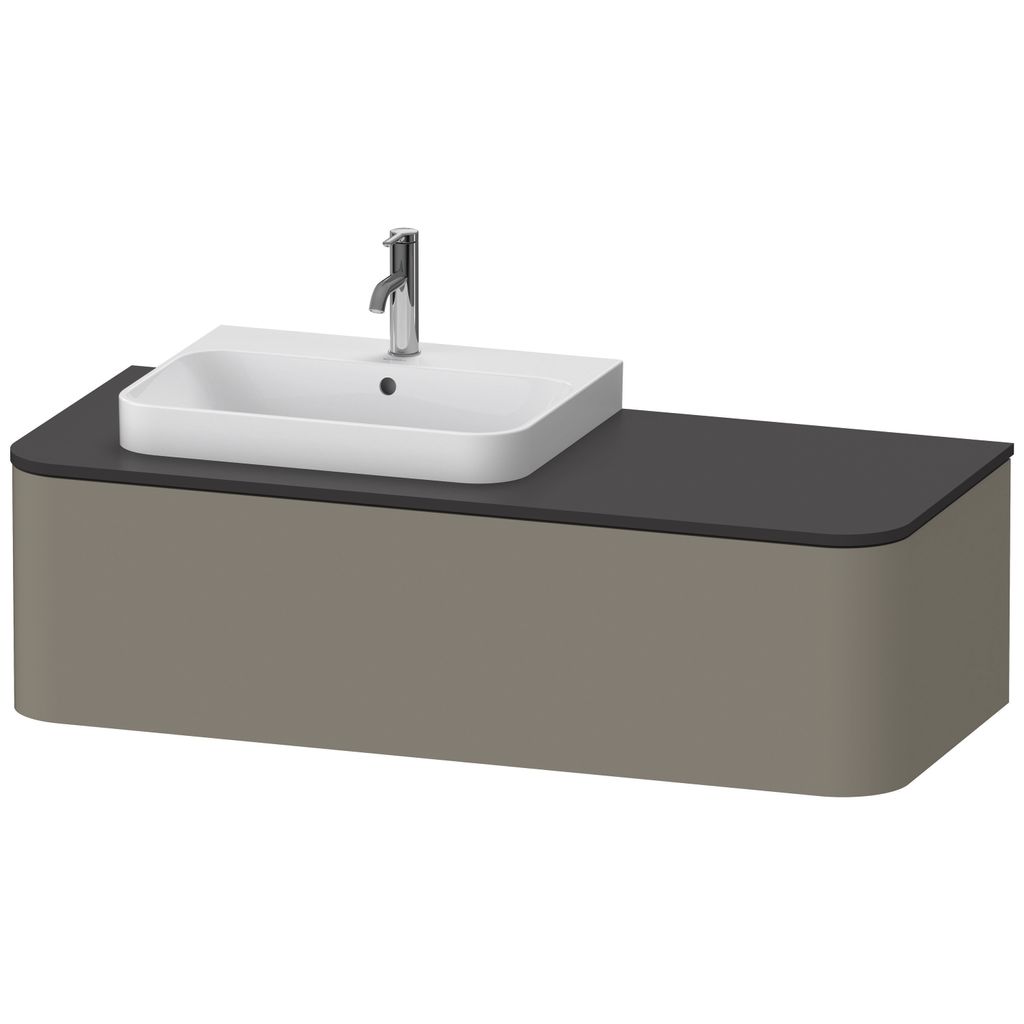 Duravit Happy D.2 Plus Konsolenwaschtischunterbau wandhängend, 1300x550 mm, 1 Auszug, für Aufsatzbecken Position links, HP4942L9292
