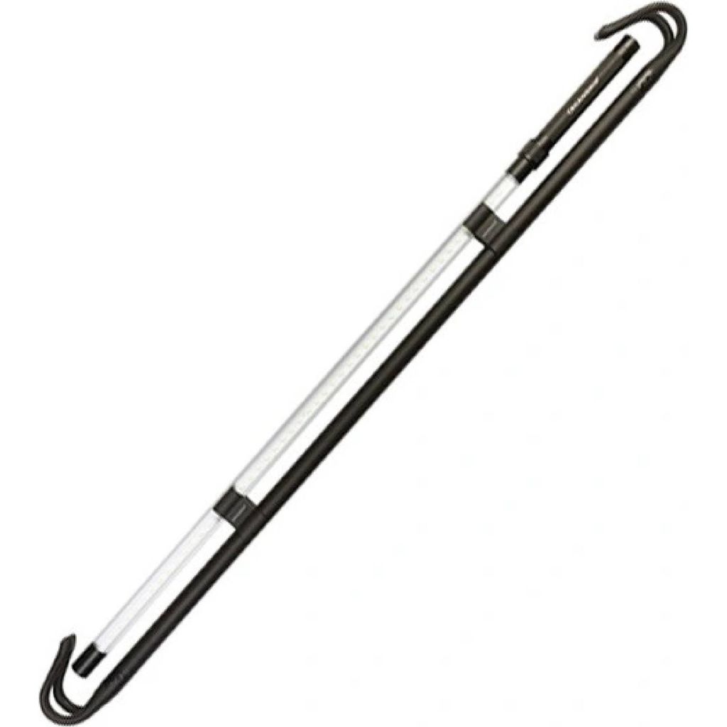 A long, thin product, likely a lamp or light bar, is shown diagonally against a white background. It has black and silver components and appears to be a tool for automotive or workshop use.