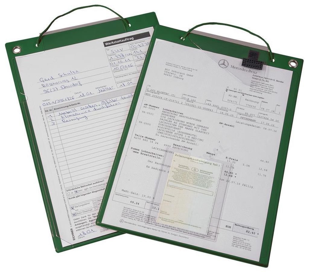 Auftragstasche "Premium", DIN A4, Klarsichttasche für Kfz-Schein, Grün, Verpackungseinheit: 10 STK