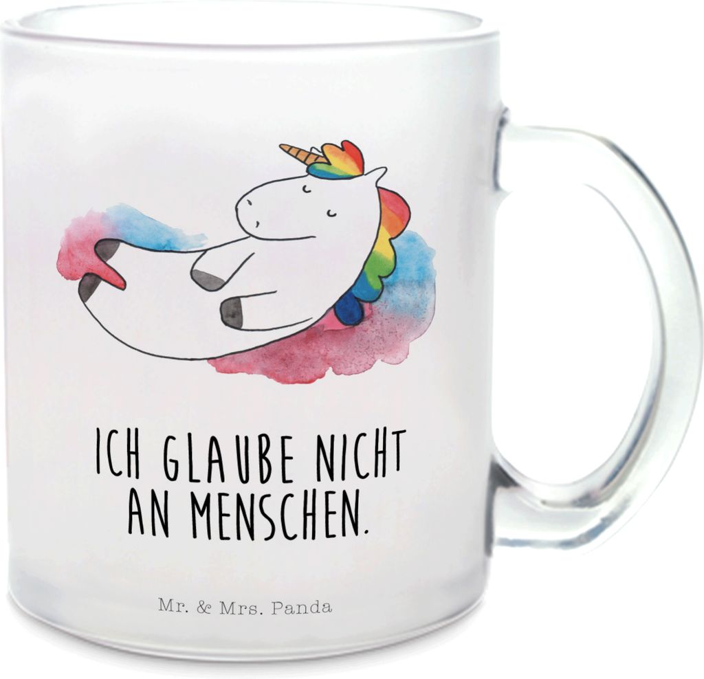 Mr. & Mrs. Panda Tee Tasse Einhorn Wolke 7 - Transparent - Geschenk, Lustig, Menschen, Pott, Verliebt, Teetasse, Häferl, Unicorn, Trinkglas, Teegl...