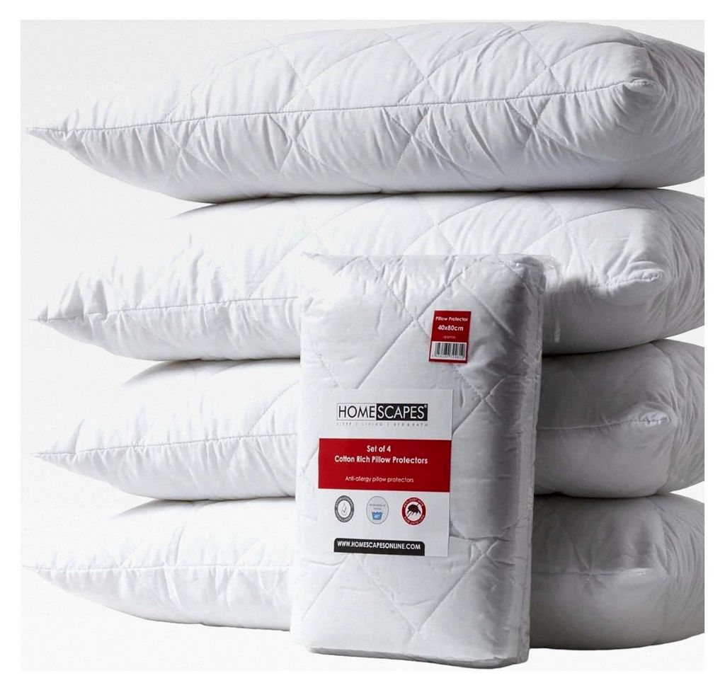 4er-Set Gesteppte Kissenschoner 40x80 cm, hypoallergen