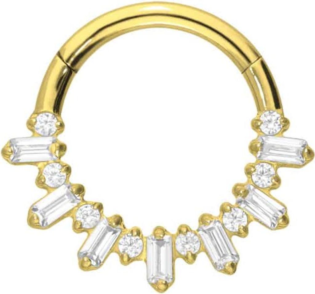 Ohrpiercing, Nasenpiercing, Septum Piercing Titan Segmentring Clicker KRISTALLSONNENSTRAHLEN Gold Innendurchmesser: 8 mm