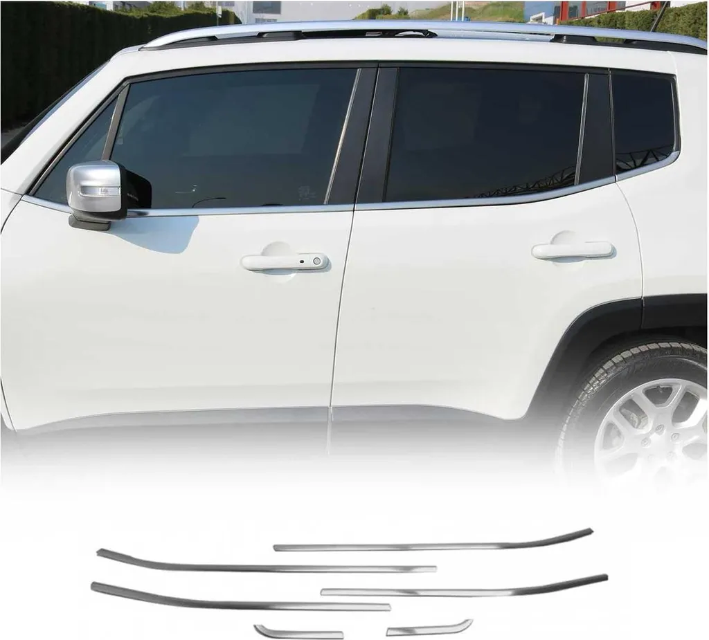 Kit 6 Modanature Finestra Jeep Renegade 2014-2019 Cromo Inox